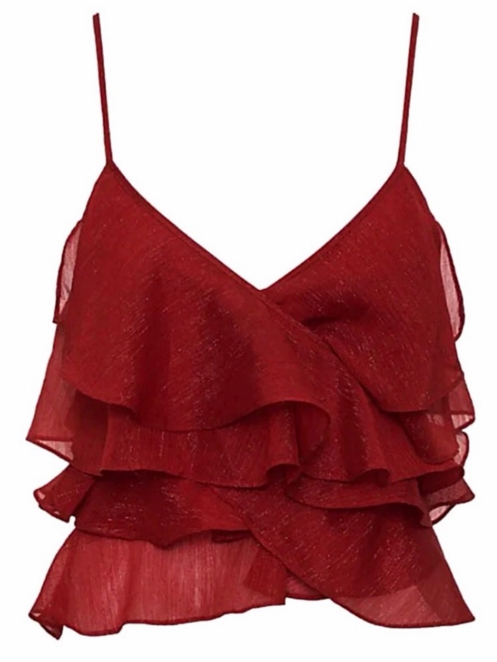 Rumored Red Ruffle Tiered Cami Tank Top